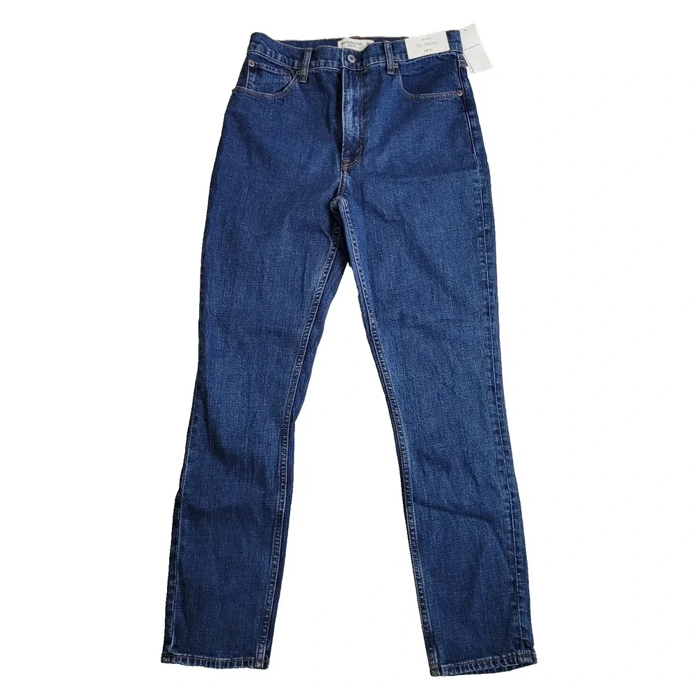 👖NWT Abercrombie‎ Fitch Jeans Womens 28/6L Medium Wash The Skinny Stretch Denim